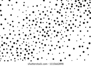 Splatter background. Black glitter blow explosion and splats on white. Grainy grunge abstract texture on a white background. Black ink blow. Random polka dot. Vector illustration