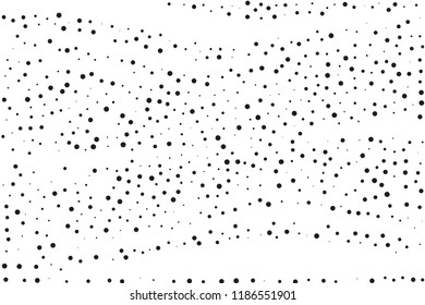 Splatter background. Black glitter blow large and small scale, explosion and splats on white. Abstract grainy isolated grungy effect. Grain overlay. Dusty dirty black surface. Distress design elements