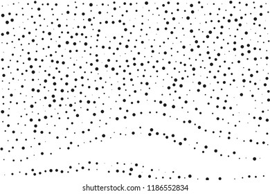 Splatter background. Black glitter blow large and small scale, explosion and splats on white. Abstract grainy isolated grungy effect. Grain overlay. Dusty dirty black surface. Distress design elements