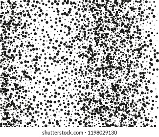 Splatter background. Black glitter blow explosion and splats on white. Grunge texture. Abstract grainy isolated grungy effect. Grain overlay. Dusty dirty black surface. Distress design elements.