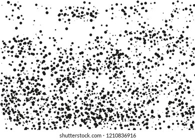 Splatter background. Black glitter blow explosion and splats on white. Grunge texture. Abstract grainy isolated grungy effect. Grain overlay. Dusty dirty black surface. Distress design elements.