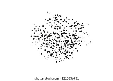 Splatter background. Black glitter blow explosion and splats on white. Grunge texture. Abstract grainy isolated grungy effect. Grain overlay. Dusty dirty black surface. Distress design elements.