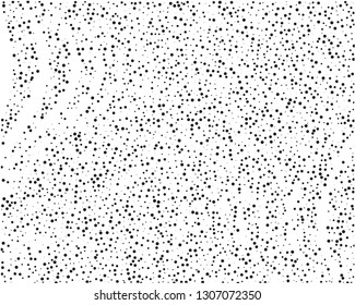 Splatter background. Black glitter blow explosion and splats on white. Grunge texture. Elegant pattern with black polka dots of small and large scale. Vector illustration