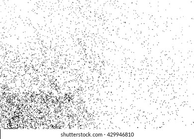 Splatter background. Black glitter blow explosion and splats on white. Grunge texture. Abstract grainy isolated grungy effect. Grain overlay. Dusty dirty black surface. Distress design elements. 