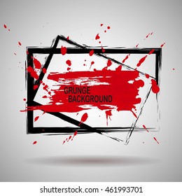 Splatter background. Black and red ink splats. Spray paint splatters. Vector paint splats. Blots and splashes. Grunge ink stains. Distress vector stains for grunge effects..