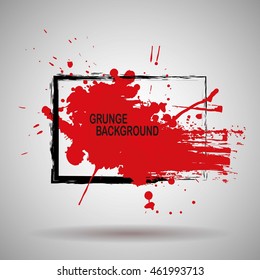 Splatter background. Black and red ink splats. Spray paint splatters. Vector paint splats. Blots and splashes. Grunge ink stains. Distress vector stains for grunge effects..