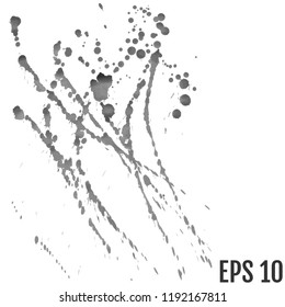 Splatter background. Grey calligraphy ink splats. 