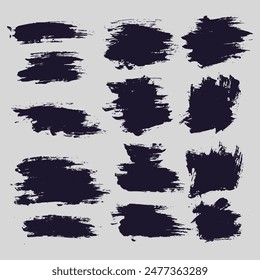 Splatter black color vector Ink splash brush stroke bundle