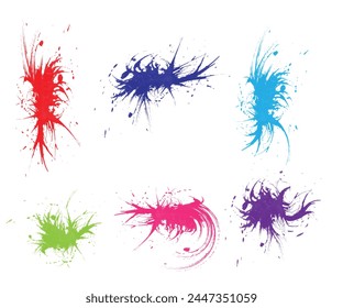 Splatter brush stroke for set of grunge black paint, ink brush strokes