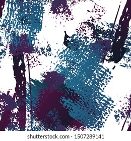 Splatter Brush Stroke Surface. Watercolor Endless Repeating Elements. Splatter Pattern. Artistic Summer Black and White Watercolor Overlay Surface. Abstract Brush Vector illustration.