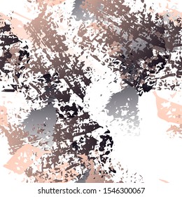 Splatter Brush Stroke Surface. Watercolor Endless Repeating Elements. Artistic Creative Splash Trends Motif. Black and White Watercolor Overlay Surface. Abstract Brush Vector illustration.