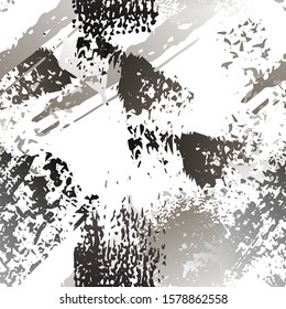 Splatter Brush Stroke Surface. Watercolor Endless Repeating Elements. Artistic Cool Splash Print. Black and White Watercolor Overlay Surface. Abstract Brush Vector illustration.