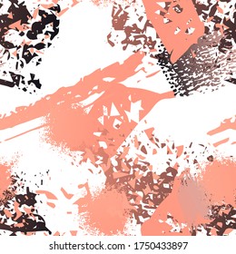 Splatter Brush Stroke Surface. Watercolor Endless Repeating Elements. Artistic Creative Splash Print. Black and White Watercolor Overlay Surface. Abstract Brush Vector illustration.