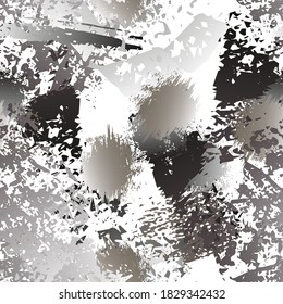 Splatter Brush Stroke Surface. Watercolor Endless Repeating Elements. Artistic Summer Splash Print. Black and White Watercolor Overlay Surface. Abstract Brush Vector illustration.