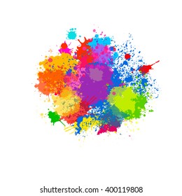 Splatter Color Background And Design. Vector