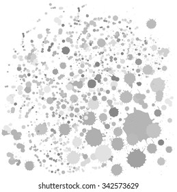 Splatter Dot Background. Hand Drawn Spray Blots and Splashes Paint Vector Illustration. Grunge ink stains template for design of logotypes, banners and posters.