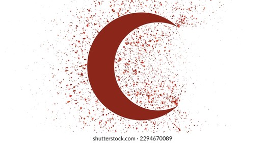 splatter effect of symbol sign with red color blood