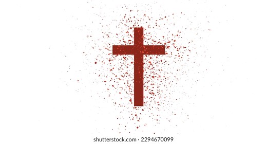 splatter effect of symbol sign with red color blood