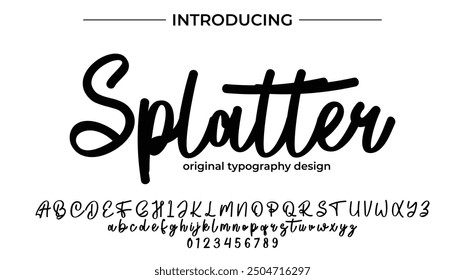 Splatter Font Stylish brush painted an uppercase vector letters, alphabet, typeface