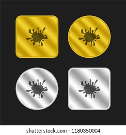 Splatter gold and silver metallic coin logo icon design