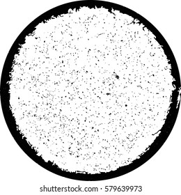 Splatter Grain Paint Texture with distressed circle border frame. Distress Grunge background. Black Spray Blot of Ink.Place illustration Over any Object to Create Grungy Effect .abstract vector. stamp