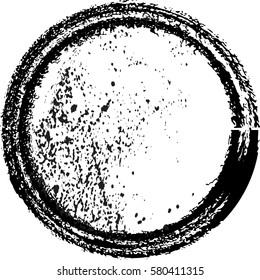 Splatter Grain Paint Texture with distressed circle border frame. Distress Grunge background. Black Spray Blot of Ink.Place illustration Over any Object to Create Grungy Effect .abstract vector. stamp