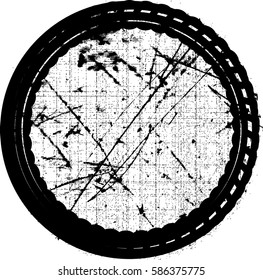 Splatter Grain Paint Texture with distressed circle border frame. Distress Grunge background. Black Spray Blot of Ink.Place illustration Over any Object to Create Grungy Effect .abstract vector. stamp
