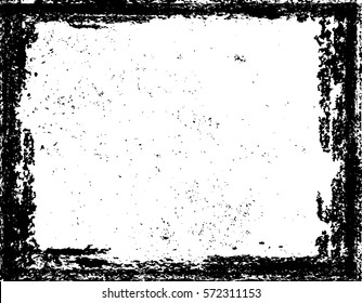 Splatter Grain Paint Texture with Scratched, distressed border frame. Distress Grunge background. Black Spray Blot of Ink.Place illustration Over any Object to Create Grungy Effect .abstract vector.