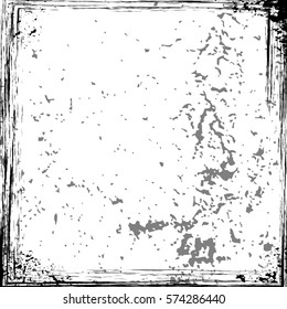 Splatter Grain Paint Texture with Scratched, distressed border frame. Distress Grunge background. Black Spray Blot of Ink.Place illustration Over any Object to Create Grungy Effect .abstract vector.