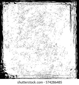 Splatter Grain Paint Texture with Scratched, distressed border frame. Distress Grunge background. Black Spray Blot of Ink.Place illustration Over any Object to Create Grungy Effect .abstract vector.