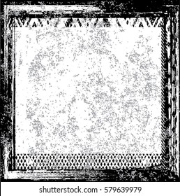 Splatter Grain Paint Texture with Scratched, distressed border frame. Distress Grunge background. Black Spray Blot of Ink.Place illustration Over any Object to Create Grungy Effect .abstract vector.