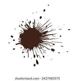 Splatter ink vector dirt stain brown brush. Paint inkblot black blob ink splatter grunge isolated background design