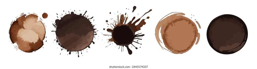 Pincel marrón de mancha de suciedad vectorial de tinta de salpicadura. Pintar mancha de tinta negro mancha de tinta grunge aislado diseño de fondo