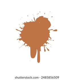 Splatter ink vector dirt stain brown brush. Paint inkblot black blob ink splatter grunge isolated background design