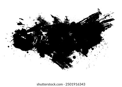 Splatter Paint Texture . Black Spray Blot of Ink. Place illustration Over any Object to Create Grungy Effect . hand drawn. Not AI, Vector.