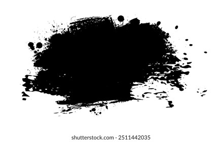 Splatter Paint Texture . Black Spray Blot of Ink. Place illustration Over any Object to Create Grungy Effect . hand drawn. Not AI, Vector.