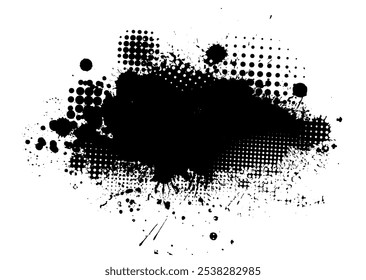 Textur streichen. Schwarzes Spray Blot von Tinte. Platzieren Sie die Illustration über einem beliebigen Objekt, um Grungy-Effekt zu erzeugen. handgezeichnet. Nicht AI, Vector.