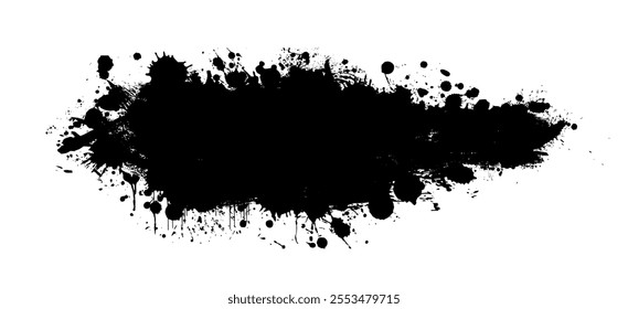 Splatter Paint Texture . Black Spray Blot of Ink. Place illustration Over any Object to Create Grungy Effect . hand drawn. Not AI, Vector.