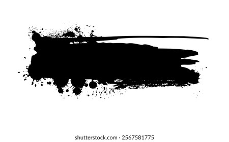 Splatter Paint Texture . Black Spray Blot of Ink. Place illustration Over any Object to Create Grungy Effect . hand drawn. Not AI, Vector.