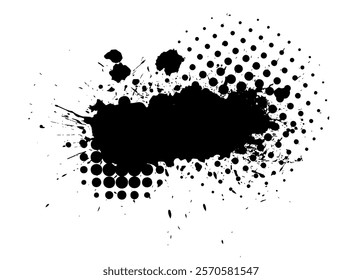 Splatter Paint Texture . Black Spray Blot of Ink. Place illustration Over any Object to Create Grungy Effect . hand drawn. Not AI, Vector.