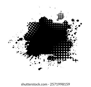 Splatter Paint Texture . Black Spray Blot of Ink. Place illustration Over any Object to Create Grungy Effect . hand drawn. Not AI, Vector.