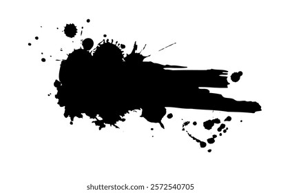 Splatter Paint Texture . Black Spray Blot of Ink. Place illustration Over any Object to Create Grungy Effect . hand drawn. Not AI, Vector.