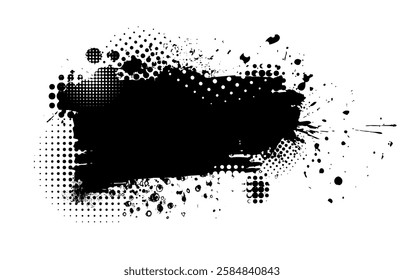 Splatter Paint Texture . Black Spray Blot of Ink. Place illustration Over any Object to Create Grungy Effect . hand drawn. Not AI, Vector.