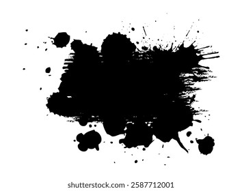 Splatter Paint Texture . Black Spray Blot of Ink. Place illustration Over any Object to Create Grungy Effect . hand drawn. Not AI, Vector.