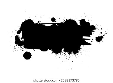 Splatter Paint Texture . Black Spray Blot of Ink. Place illustration Over any Object to Create Grungy Effect . hand drawn. Not AI, Vector.