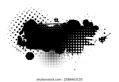 Splatter Paint Texture . Black Spray Blot of Ink. Place illustration Over any Object to Create Grungy Effect . hand drawn. Not AI, Vector.