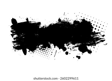 Splatter Paint Texture . Black Spray Blot of Ink. Place illustration Over any Object to Create Grungy Effect . hand drawn. Not AI, Vector.