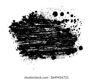 Texture de peinture éclaboussures . Tache d'encre noire par pulvérisation. Placez l'illustration sur n'importe quel objet à effet grunge Créateur . dessiné à la main. Pas l'IA, Image vectorielle.