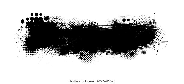 Splatter Paint Texture . Black Spray Blot of Ink. Place illustration Over any Object to Create Grungy Effect . hand drawn. Not AI, Vector.