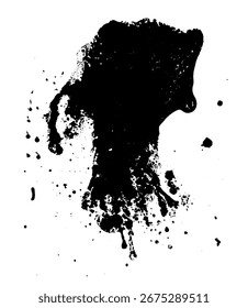 Splatter Paint Texture . Black Spray Blot of Ink. Place illustration Over any Object to Create Grungy Effect . hand drawn. Not AI, Vector.